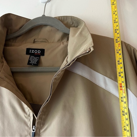 IZOD Men’s Golf Windbreaker Jacket L Beige White Half Zip Pullover Activewear - Picture 5 of 8